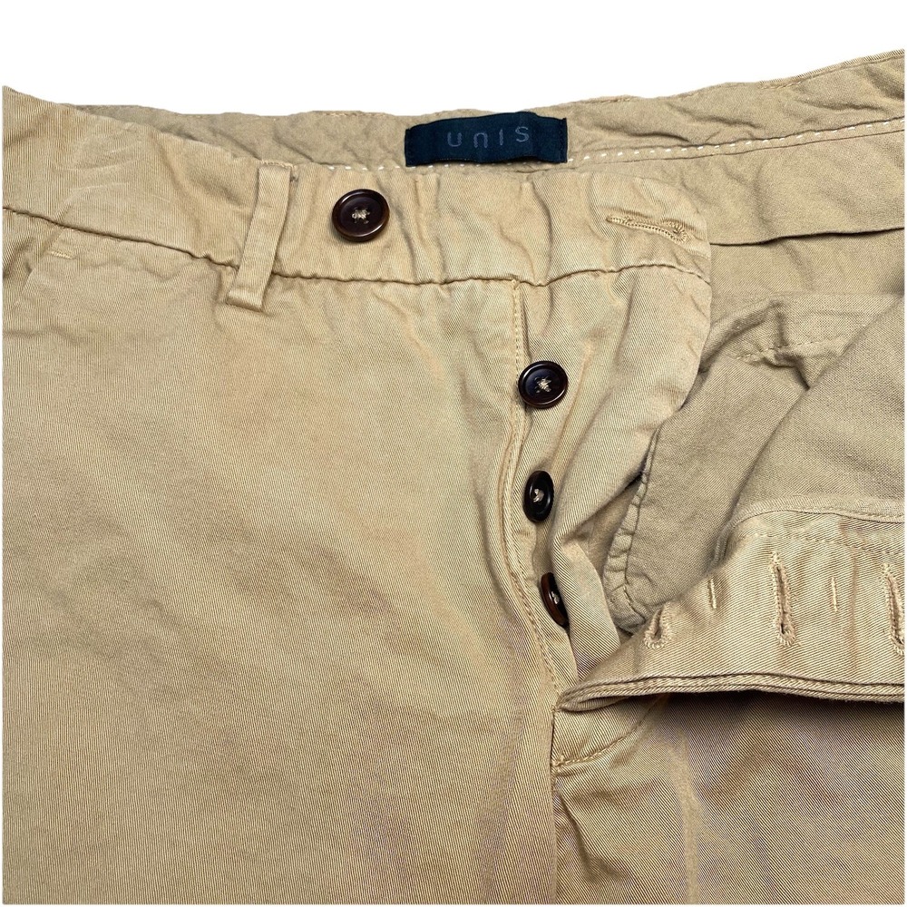UNIS Gio Chinos 30 (30x34) Mens Button Fly Flat Front Khaki Brown Normcore GUC